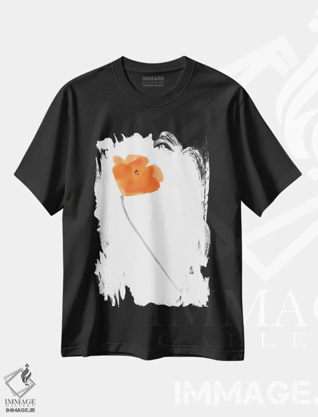 تیشرت مشکی طرح دار شقایق سرخ تنها ۴، تزئینی اثر باناروت | فروشگاه ایماژ