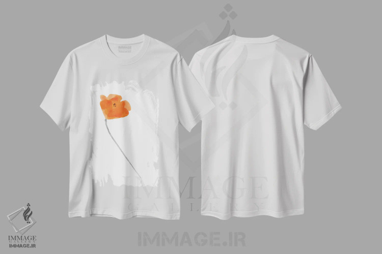 تیشرت سفید طرح دار شقایق سرخ تنها ۴، تزئینی اثر باناروت | immage.ir