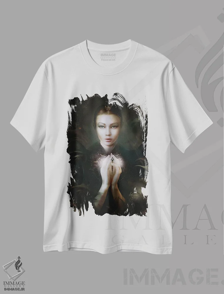 تیشرت سفید طرح دار دروسرا، هنر دیجیتال اثر بنت شلیک | فروشگاه ایماژ