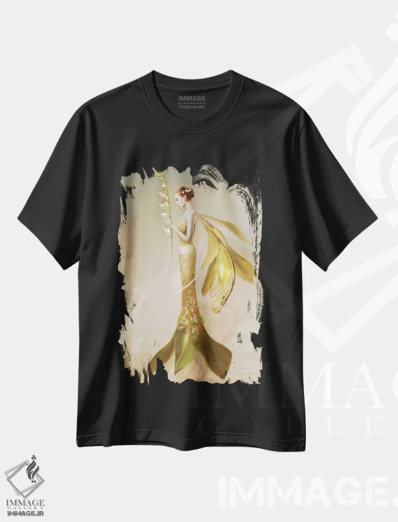 تیشرت مشکی طرح دار سوسن دره، هنر دیجیتال اثر بنت شلیک | فروشگاه ایماژ