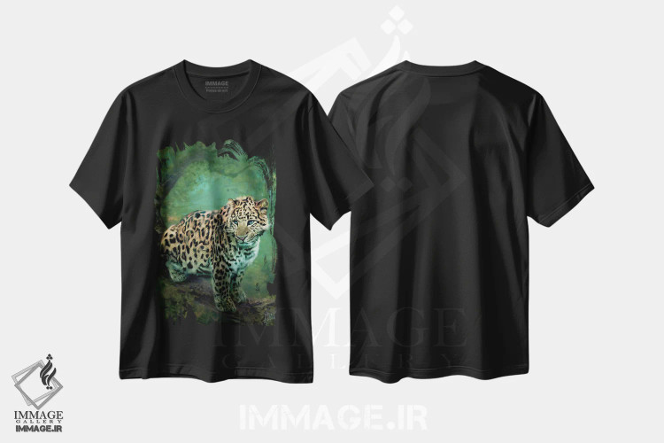 تیشرت مشکی طرح دار پلنگ، هنر دیجیتال اثر بنت شلیک | immage.ir