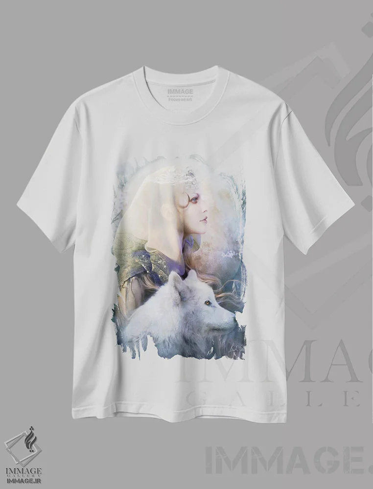 تیشرت سفید طرح دار لونا، هنر دیجیتال اثر بنت شلیک | فروشگاه ایماژ