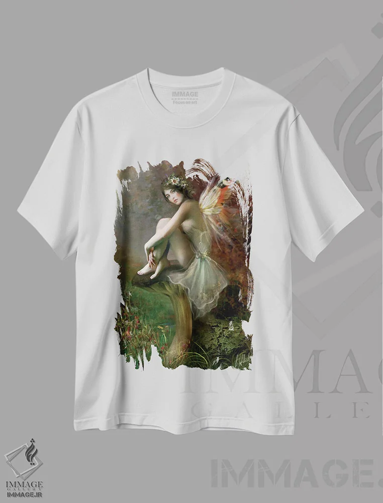 تیشرت سفید طرح دار درخشش مروارید، هنر دیجیتال اثر بنت شلیک | immage.ir