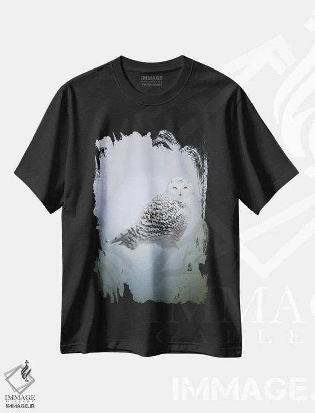 تیشرت مشکی طرح دار جغد برفی، هنر دیجیتال اثر بنت شلیک | فروشگاه ایماژ