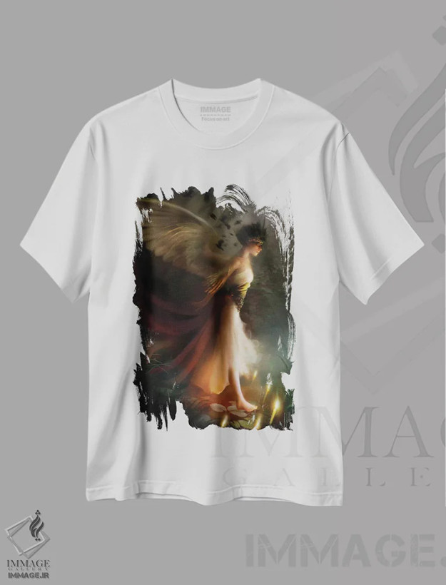 تیشرت سفید طرح دار راه رونده در خواب، هنر دیجیتال اثر بنت شلیک | فروشگاه ایماژ