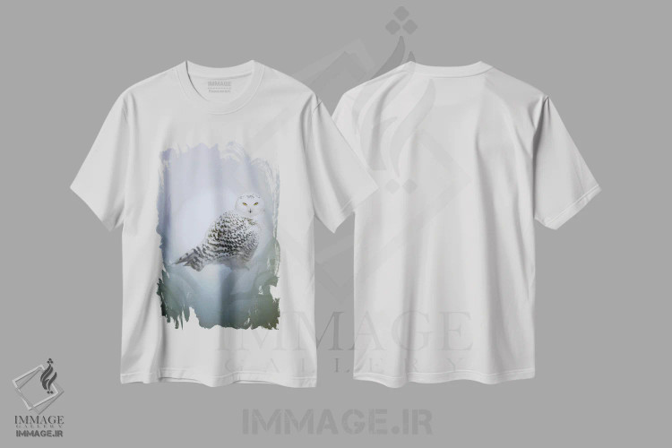 تیشرت سفید طرح دار جغد برفی، هنر دیجیتال اثر بنت شلیک | immage.ir
