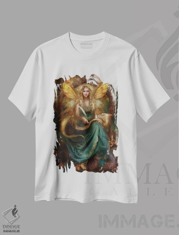 تیشرت سفید طرح دار داستان گو، هنر دیجیتال اثر بنت شلیک | فروشگاه ایماژ