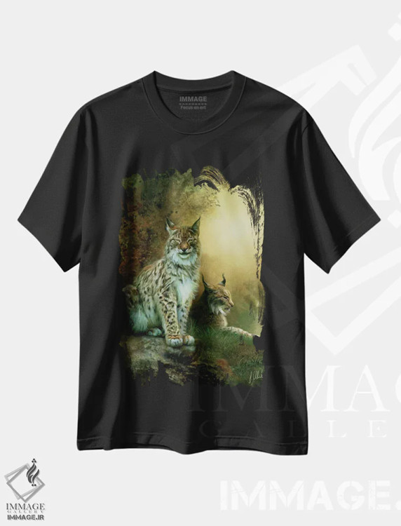 تیشرت مشکی طرح دار دو سیاه گوش، هنر دیجیتال اثر بنت شلیک | immage.ir