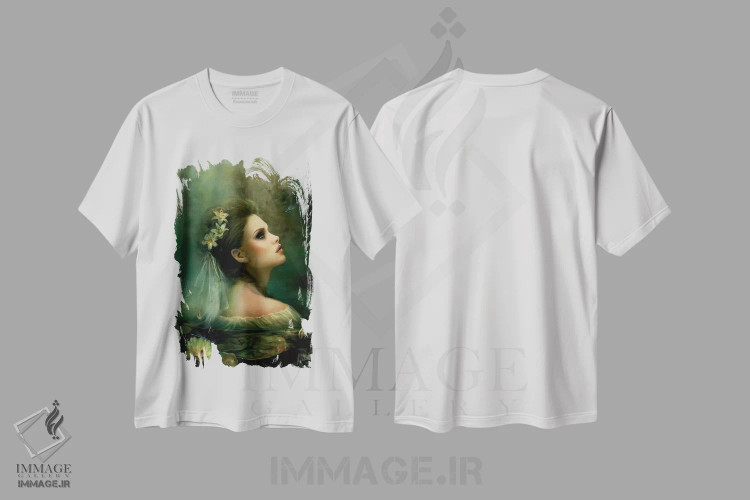 تیشرت سفید طرح دار نیلوفر آبی، هنر دیجیتال اثر بنت شلیک | immage.ir