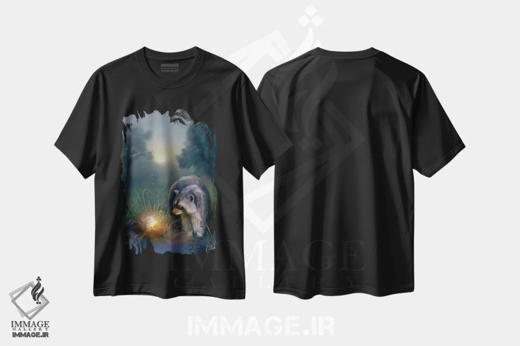 تیشرت مشکی طرح دار در کنار پریان اثر بنت شلیک | فروشگاه ایماژ