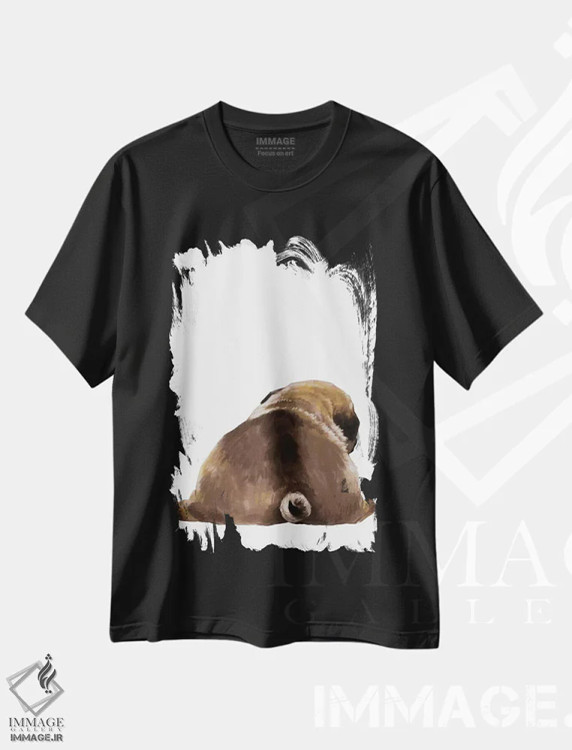 تیشرت مشکی طرح دار عقب سگ پاگ، هنر دیجیتال اثر بگ نوز ورک | immage.ir