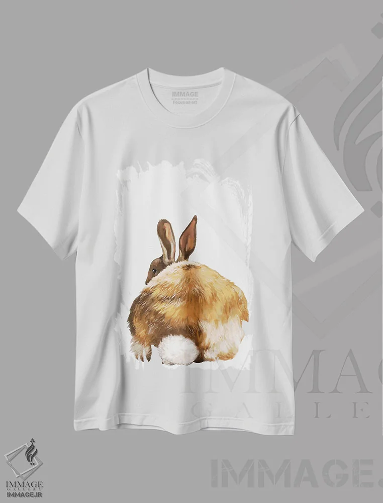 تیشرت سفید طرح دار عقب خرگوش، هنر دیجیتال اثر بگ نوز ورک | immage.ir