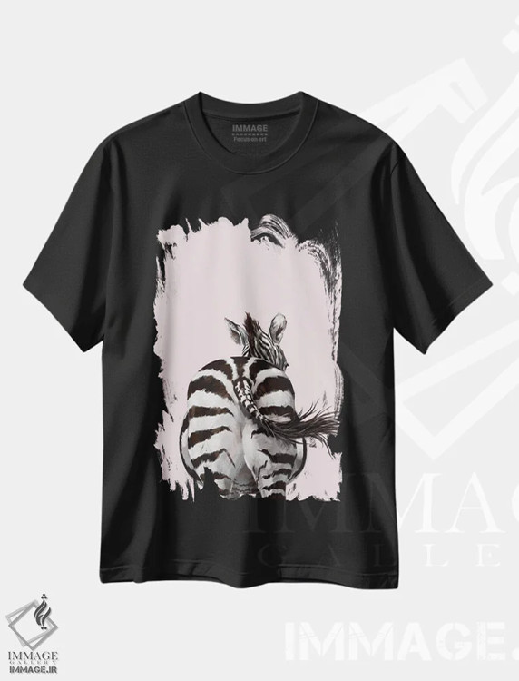 تیشرت مشکی طرح دار عقب گورخر، هنر دیجیتال اثر بگ نوز ورک | immage.ir