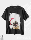 تیشرت مشکی طرح دار پاگ خندان کریسمسی، حیوانات کریسمسی اثر بگ نوز ورک | فروشگاه ایماژ