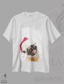 تیشرت سفید طرح دار پاگ خندان کریسمسی، حیوانات کریسمسی اثر بگ نوز ورک | immage.ir