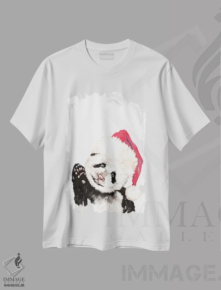 تیشرت سفید طرح دار پاندای کریسمسی، حیوانات کریسمسی اثر بگ نوز ورک | فروشگاه ایماژ