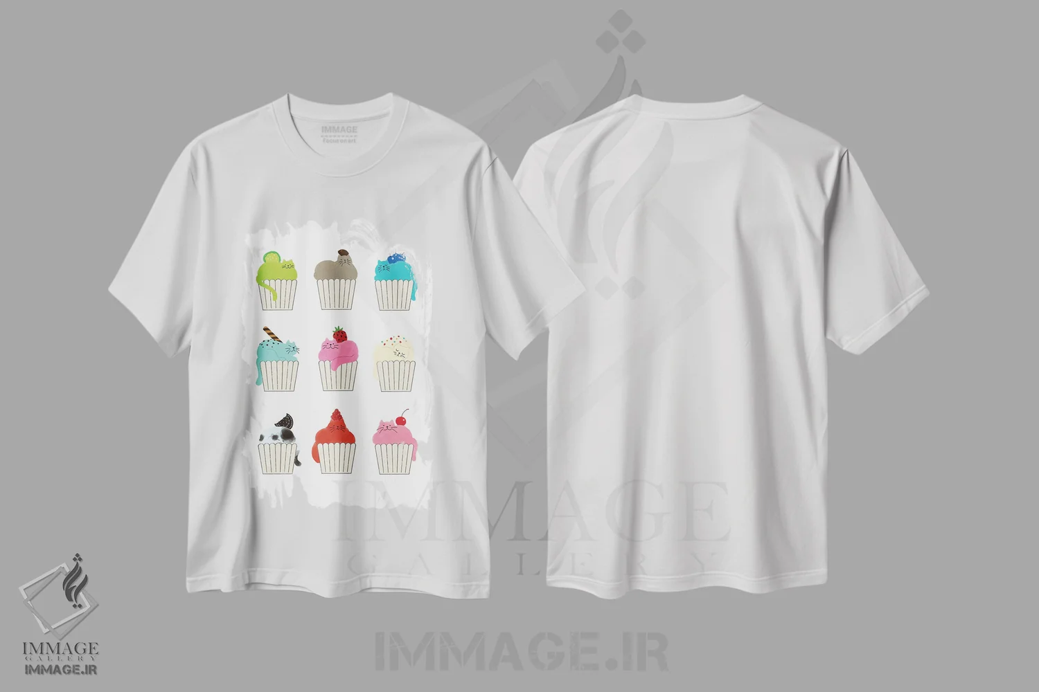 تیشرت سفید طرح دار طعم های گربه لیوانی، تزئینی اثر بگ نوز ورک | immage.ir