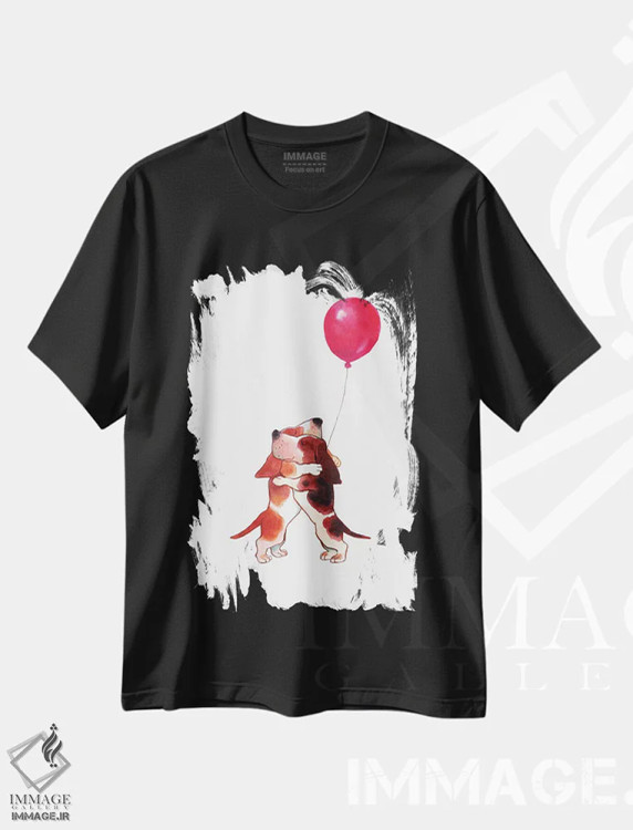 تیشرت مشکی طرح دار توله سگ بغل کردنی، هنر دیجیتال اثر بگ نوز ورک | immage.ir