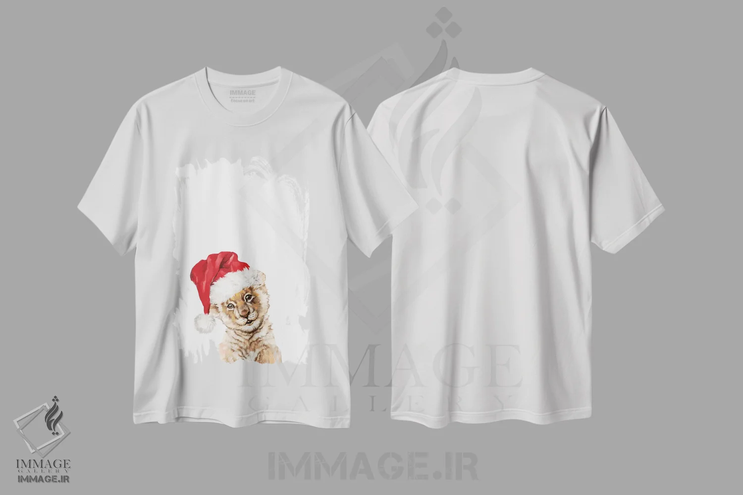تیشرت سفید طرح دار بچه شیر کریسمسی، حیوانات کریسمسی اثر بگ نوز ورک | فروشگاه ایماژ