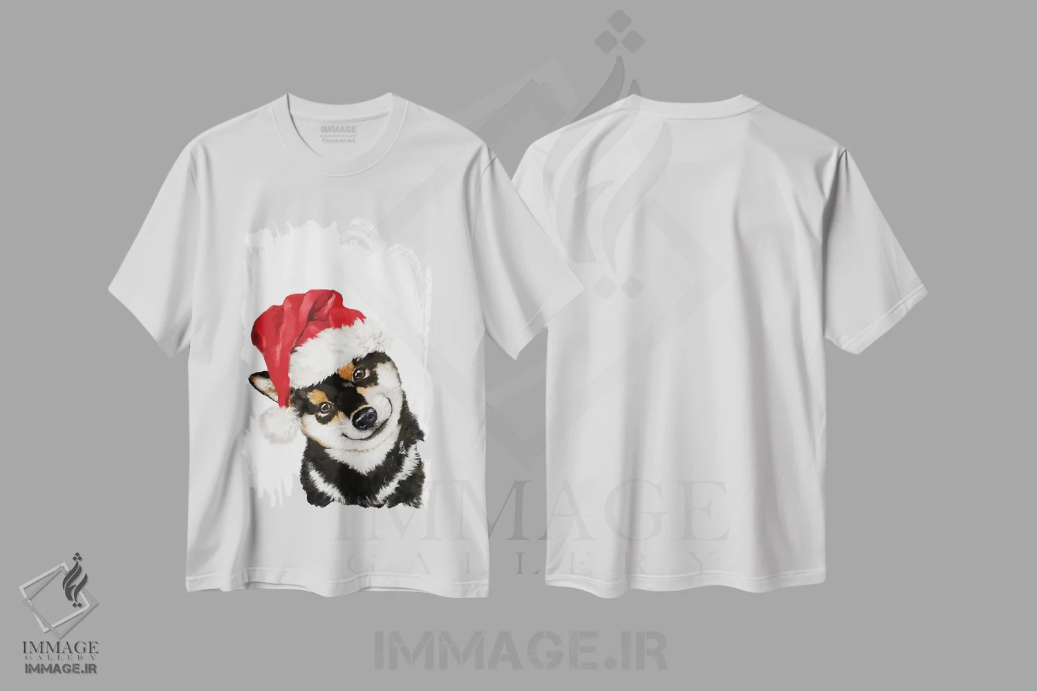 تیشرت سفید طرح دار شیبا اینوی سیاه کریسمسی، حیوانات کریسمسی اثر بگ نوز ورک | فروشگاه ایماژ
