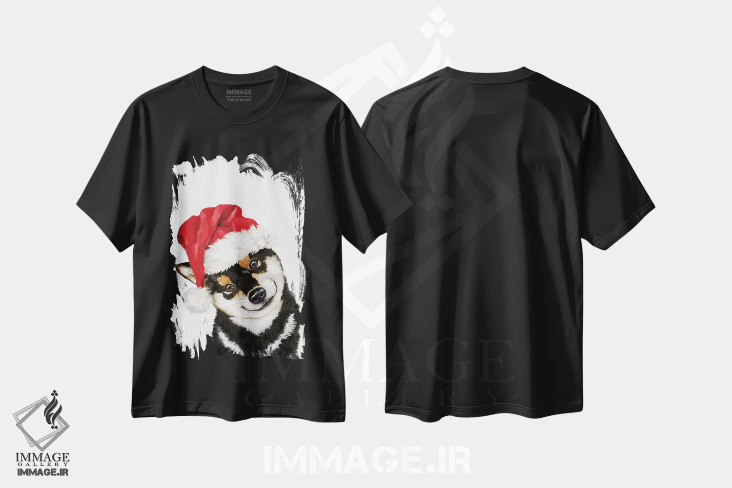 تیشرت مشکی طرح دار شیبا اینوی سیاه کریسمسی، حیوانات کریسمسی اثر بگ نوز ورک | immage.ir