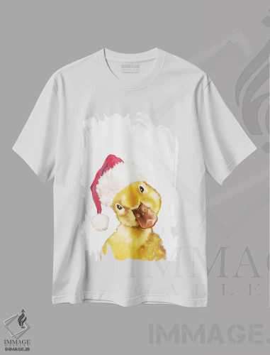تیشرت سفید طرح دار جوجه اردک زرد کریسمسی، حیوانات کریسمسی اثر بگ نوز ورک | فروشگاه ایماژ