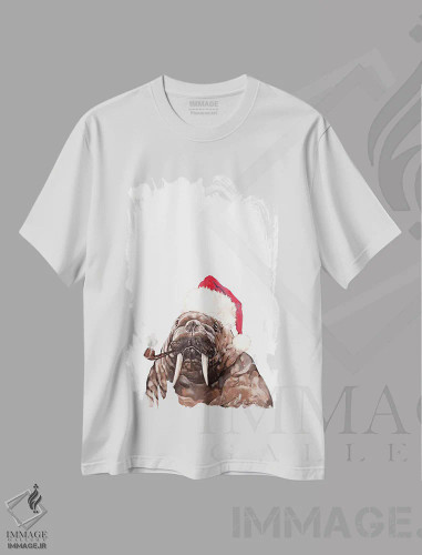 تیشرت سفید طرح دار پدر والروس کریسمسی، حیوانات کریسمسی اثر بگ نوز ورک | فروشگاه ایماژ