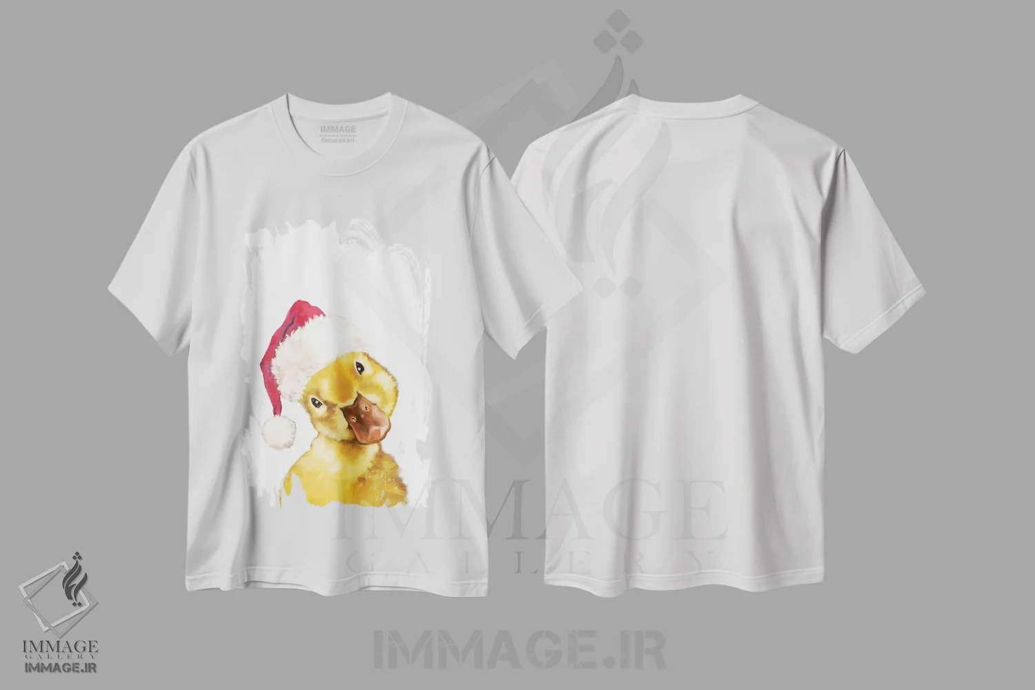 تیشرت سفید طرح دار جوجه اردک زرد کریسمسی، حیوانات کریسمسی اثر بگ نوز ورک | فروشگاه ایماژ