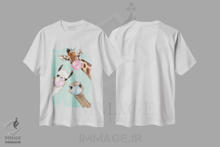 تیشرت سفید طرح دار گروه آدامس بادکنکی در رنگ سبز، هنر دیجیتال اثر بگ نوز ورک | immage.ir