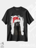 تیشرت مشکی طرح دار لامای سیاه کریسمسی، حیوانات کریسمسی اثر بگ نوز ورک | immage.ir