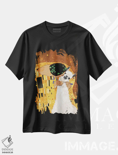تیشرت مشکی طرح دار بوسه لاما، هنر دیجیتال اثر بگ نوز ورک | فروشگاه ایماژ