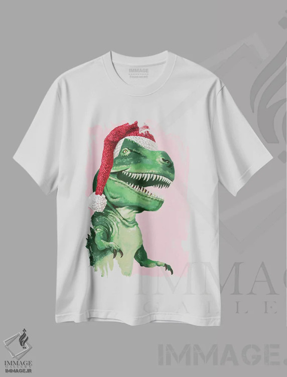 تیشرت سفید طرح دار بابانوئل تی رکس، حیوانات کریسمسی اثر بگ نوز ورک | فروشگاه ایماژ