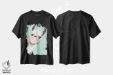 تیشرت مشکی طرح دار لامای شیطان که آدامس بادکنکی در رنگ سبز فوت می کند، تزئینی اثر بگ نوز ورک | فروشگاه ایماژ
