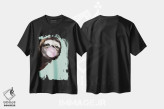 تیشرت مشکی طرح دار تنبل شیطان که آدامس بادکنکی در رنگ سبز فوت می کند، تزئینی اثر بگ نوز ورک | immage.ir
