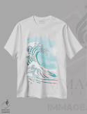 تیشرت سفید طرح دار موج گربه II، تزئینی اثر بگ نوز ورک | فروشگاه ایماژ