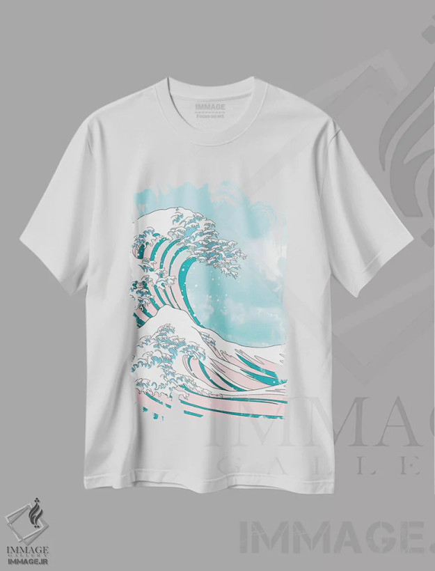 تیشرت سفید طرح دار موج گربه II، تزئینی اثر بگ نوز ورک | فروشگاه ایماژ