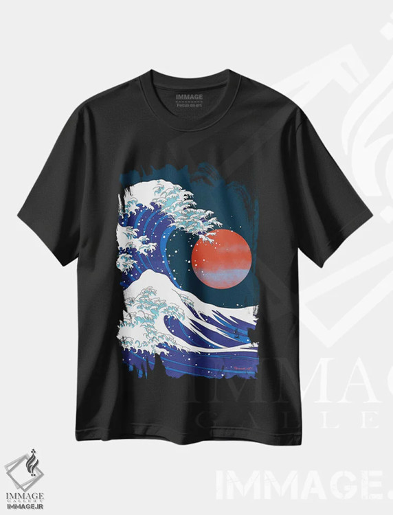 تیشرت مشکی طرح دار موج گربه I، تزئینی اثر بگ نوز ورک | فروشگاه ایماژ