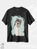 تیشرت مشکی طرح دار لامای خلبان خوش استایل، تزئینی اثر بگ نوز ورک | فروشگاه ایماژ