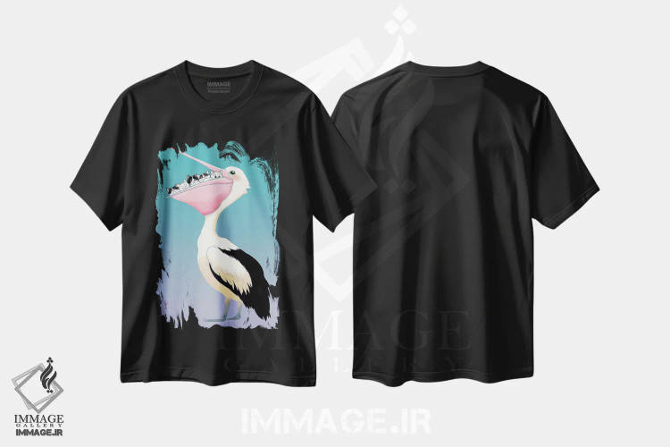 تیشرت مشکی طرح دار دوستی گربه ها و پلیکان، تزئینی اثر بگ نوز ورک | immage.ir