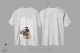تیشرت سفید طرح دار پاگ خندان شاد، تزئینی اثر بگ نوز ورک | immage.ir