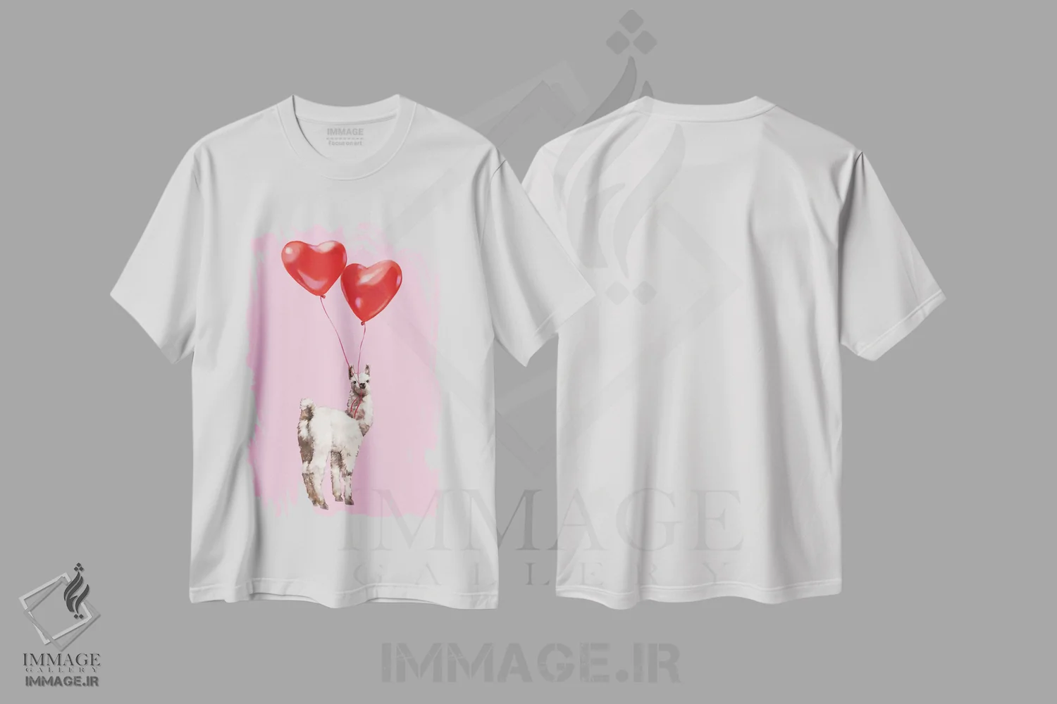 تیشرت سفید طرح دار لاما و بادکنک های عاشقانه، تزئینی اثر بگ نوز ورک | immage.ir