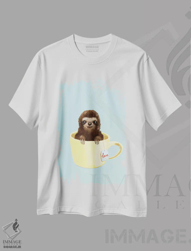 تیشرت سفید طرح دار تنبل عاشق، تزئینی اثر بگ نوز ورک | فروشگاه ایماژ