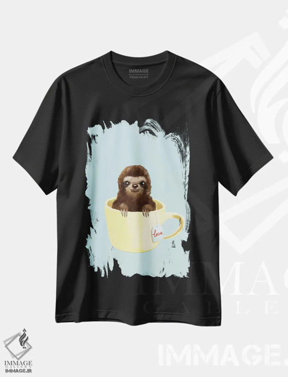 تیشرت مشکی طرح دار تنبل عاشق، تزئینی اثر بگ نوز ورک | immage.ir
