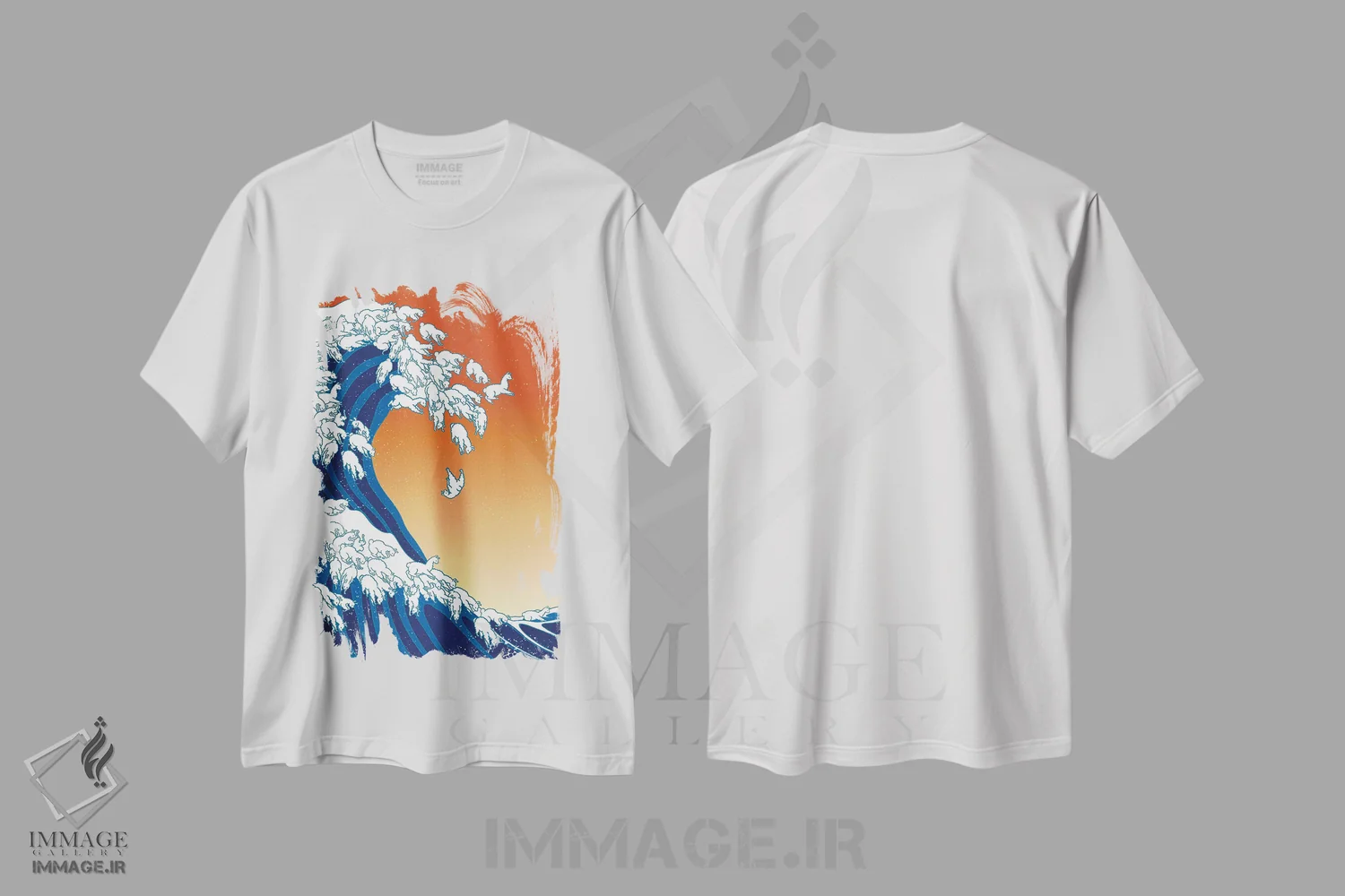 تیشرت سفید طرح دار موج های لاما، تزئینی اثر بگ نوز ورک | immage.ir