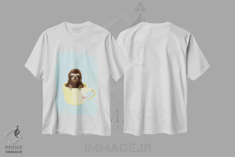 تیشرت سفید طرح دار تنبل عاشق، تزئینی اثر بگ نوز ورک | فروشگاه ایماژ