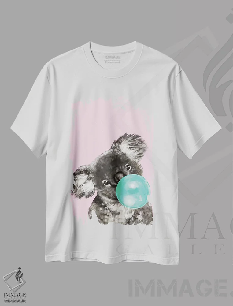 تیشرت سفید طرح دار کوآلای بازیگوش، تزئینی اثر بگ نوز ورک | فروشگاه ایماژ