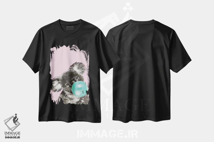 تیشرت مشکی طرح دار کوآلای بازیگوش، تزئینی اثر بگ نوز ورک | immage.ir