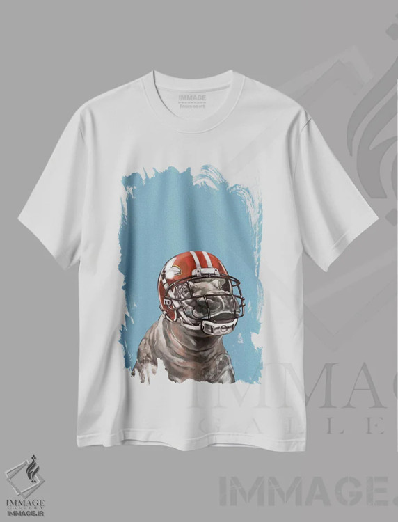 تیشرت سفید طرح دار اسبی آبی راگبی باز، تزئینی اثر بگ نوز ورک | فروشگاه ایماژ