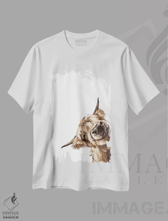 تیشرت سفید طرح دار گاو کوهستانی شیطان، دکور روستایی اثر بگ نوز ورک | فروشگاه ایماژ