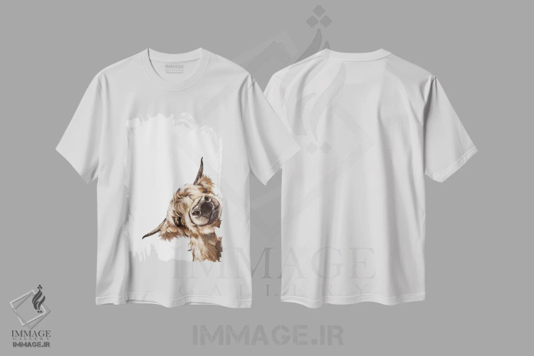 تیشرت سفید طرح دار گاو کوهستانی شیطان، دکور روستایی اثر بگ نوز ورک | فروشگاه ایماژ